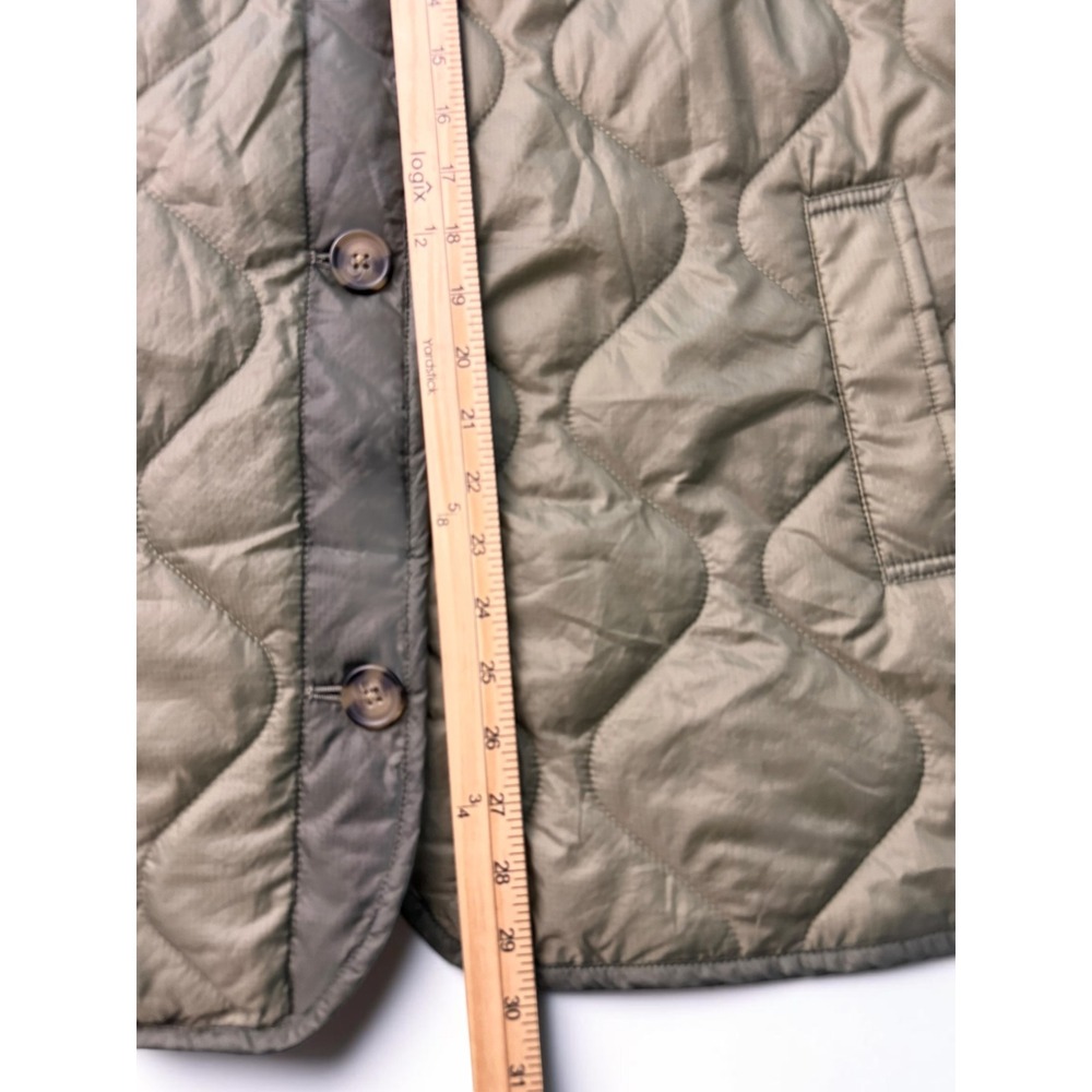 ASOS DESIGN Womens Quilted Vest Olive Green Onion Stitch Button Front Pockets XL - Picture 6 of 10